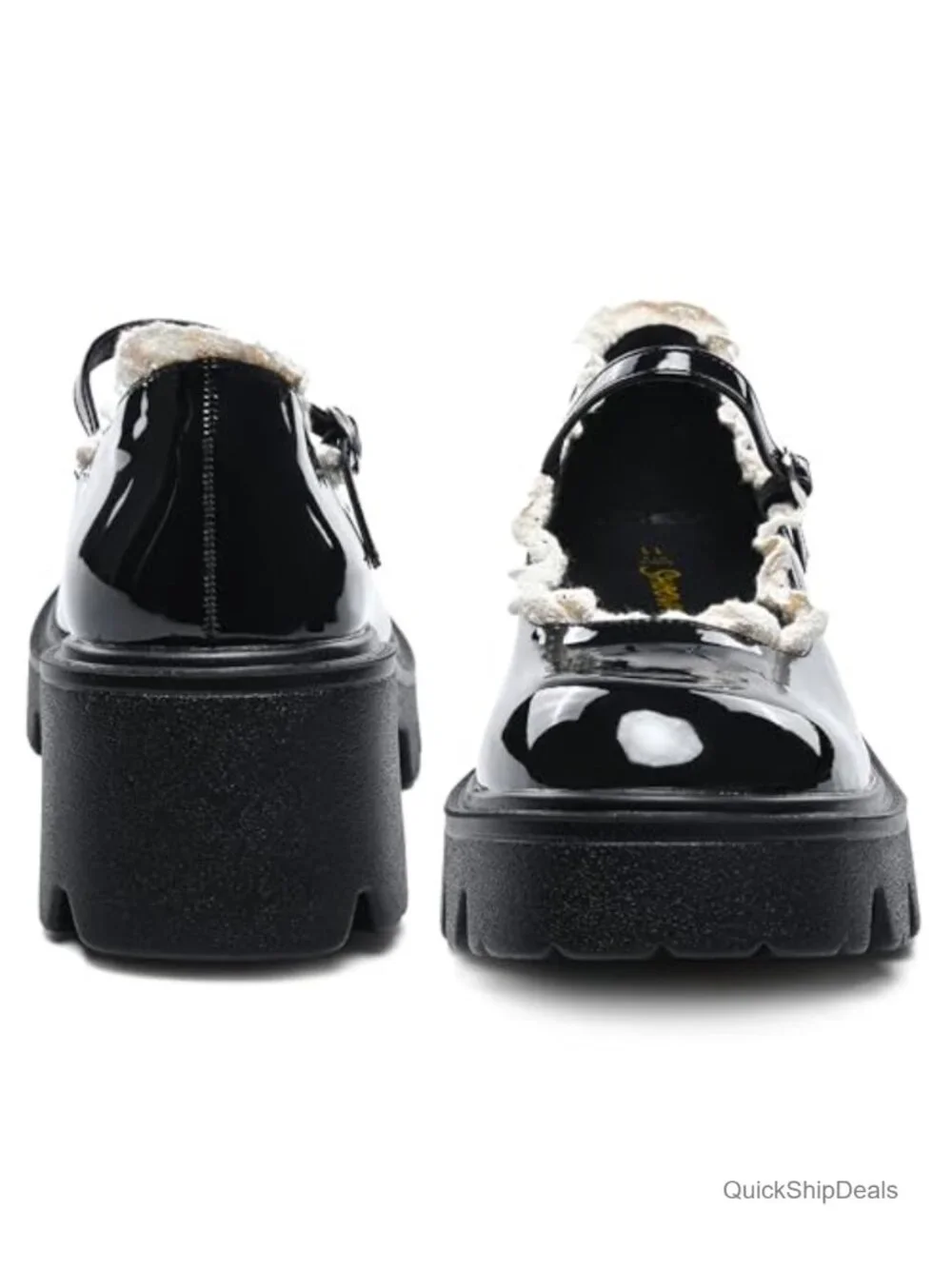 Chunky Platform Mary Jane Heels Women's PU Dress Pumps